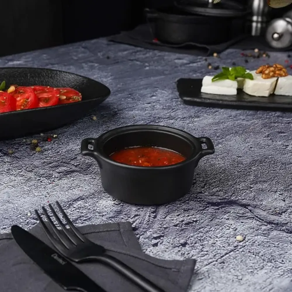 Соусник 125 мл 10,7*8,5 см h4 см овальный фарфор Smooth Black Raw Stellar P.L. Proff Cuisine [6]