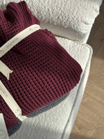 Вязанный плед из органического хлопка Alina Ecocotton 160x220 Bordo