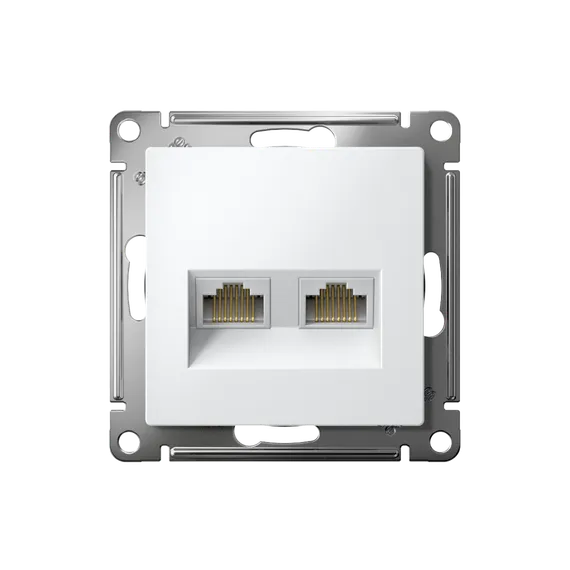 Розетка компьютерная 2-м AtlasDesign RJ45+RJ45 кат.5E механизм лотос SE ATN001385
