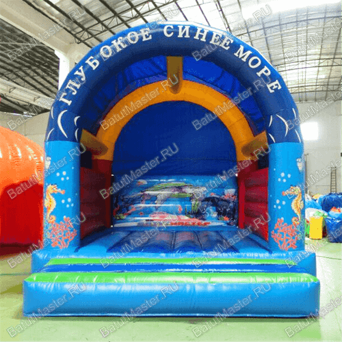 Коммерческий надувной батут "Синее море" с крышей