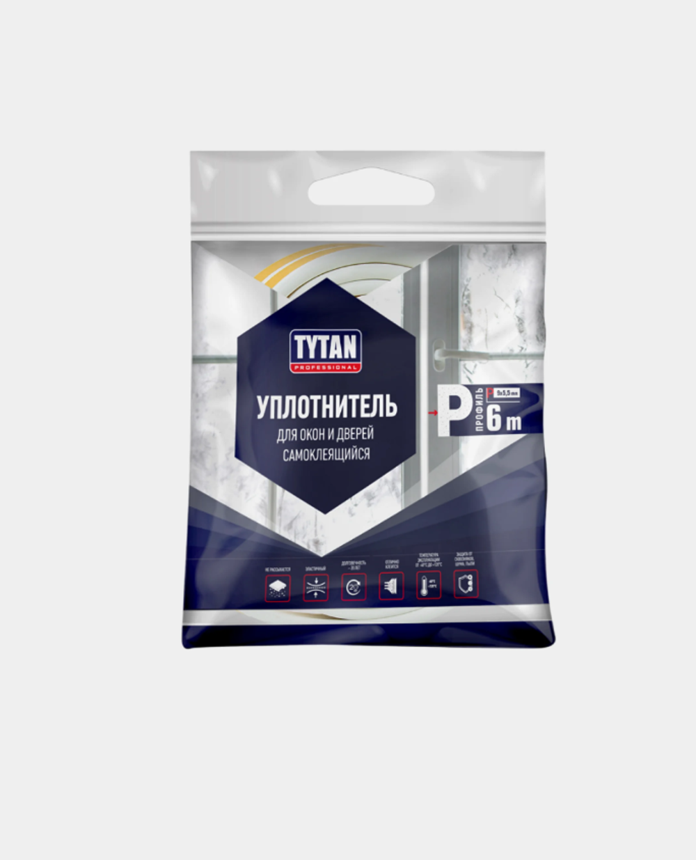 Уплотнитель для окон и дверей Professional p 6 м, 9x5.5 мм, черный 260669 19880
