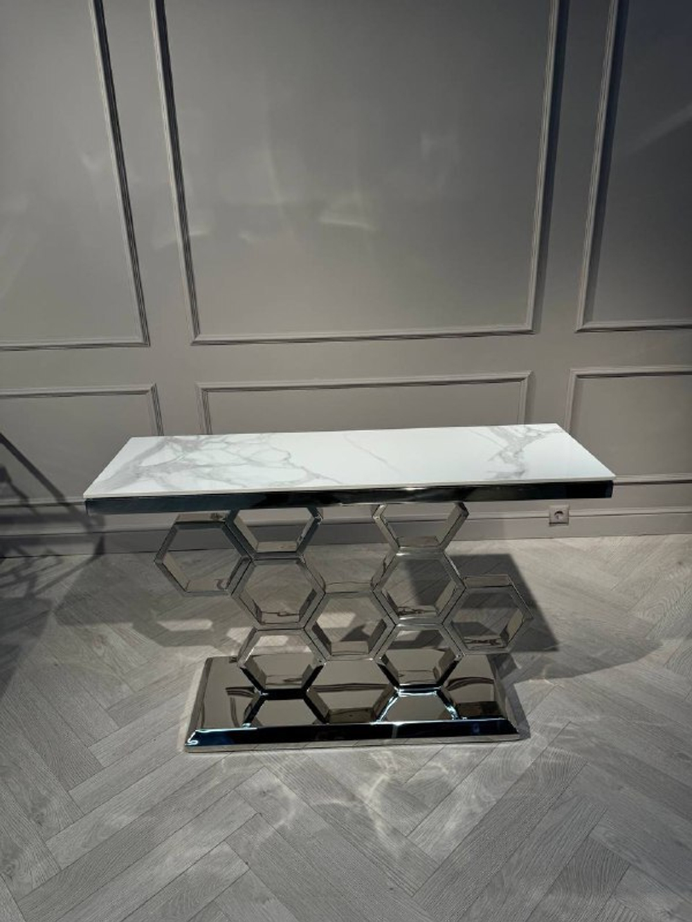 Стол-консоль Ist Casa Фьюжн, 120х40х78 см, белый бентли, серебро