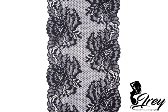 60 Кружево эластичное 18,5 см, Италия, черный 170