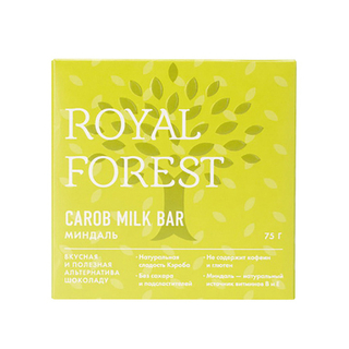 Шоколад из кэроба с миндалём Royal Forest, 75 г