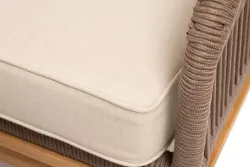 "Канны" лаунж-зона 4-местная из роупа со столом "Гранада" (серый гранит), основание дуб, роуп коричневый, ткань бежевая