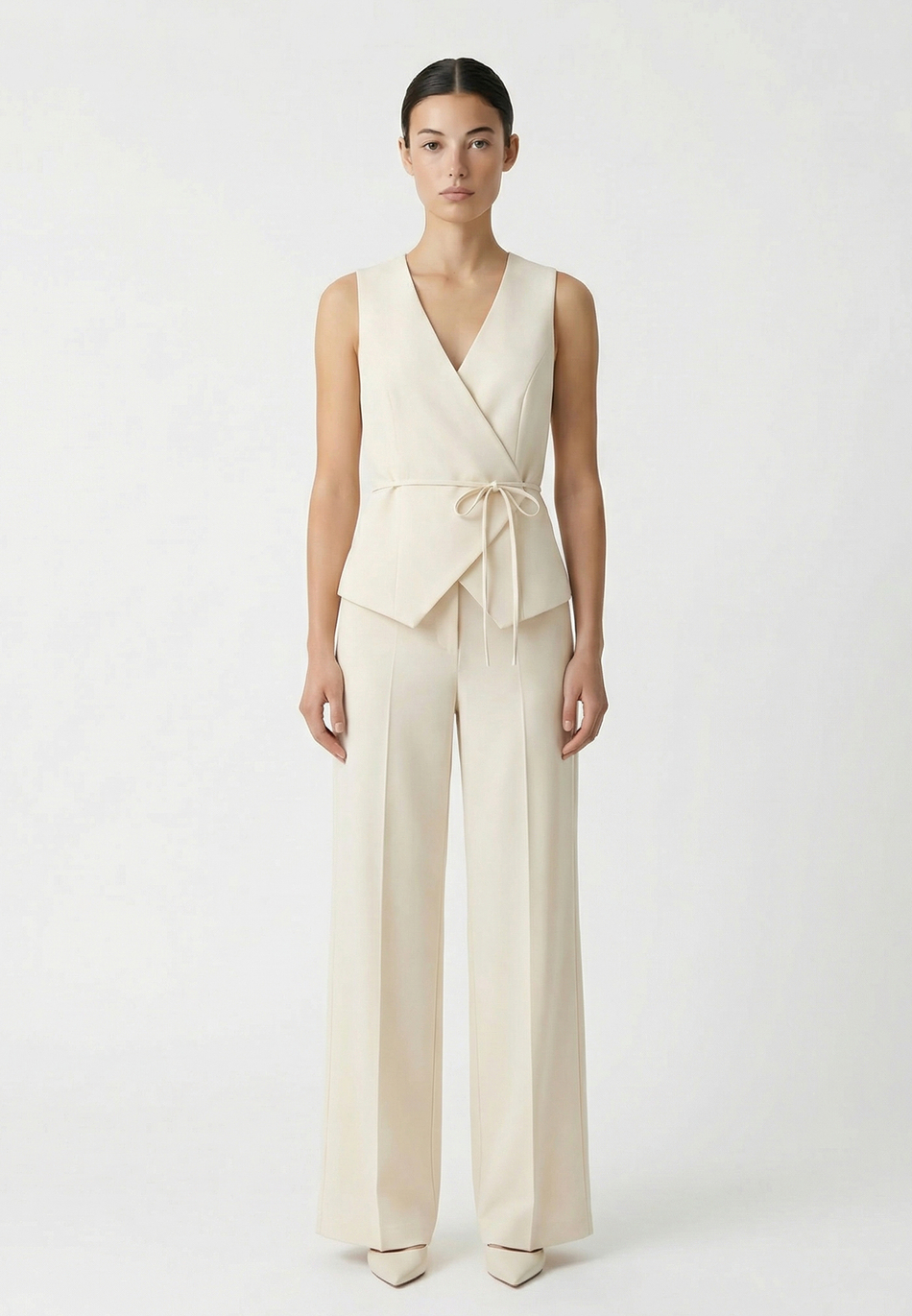 Жилет на запах из костюмной ткани