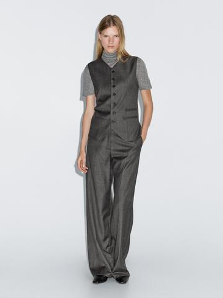 Massimo Dutti Жилет из 100% шерсти, серый