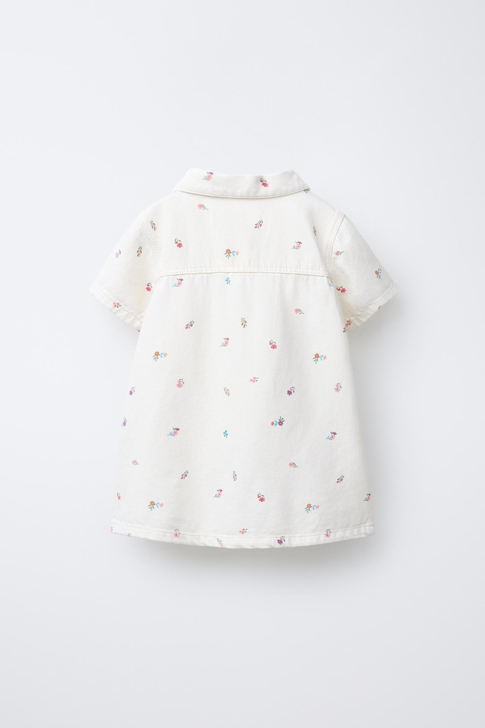 ZARA ПЛАТЬЕ ИЗ ТВИЛА С ЦВЕТОЧНЫМ ПРИНТОМ, ЭКРЮ