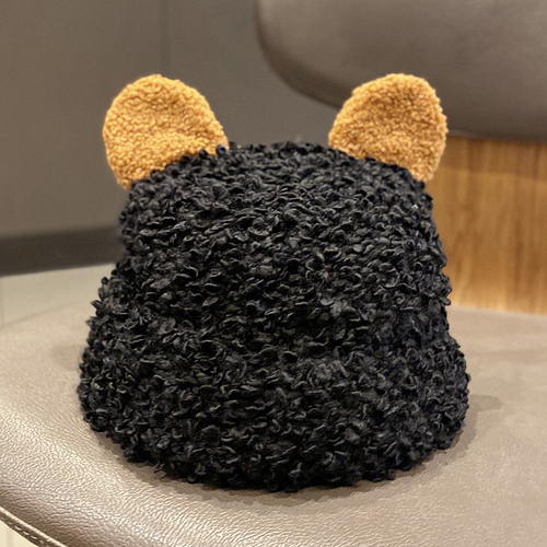 Плюшевая панама с ушками "Up!", черная