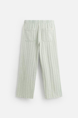 ZARA ЖАККАРДОВЫЕ БРЮКИ RELAXED FIT, СВЕТЛО-ЗЕЛЕНЫЙ