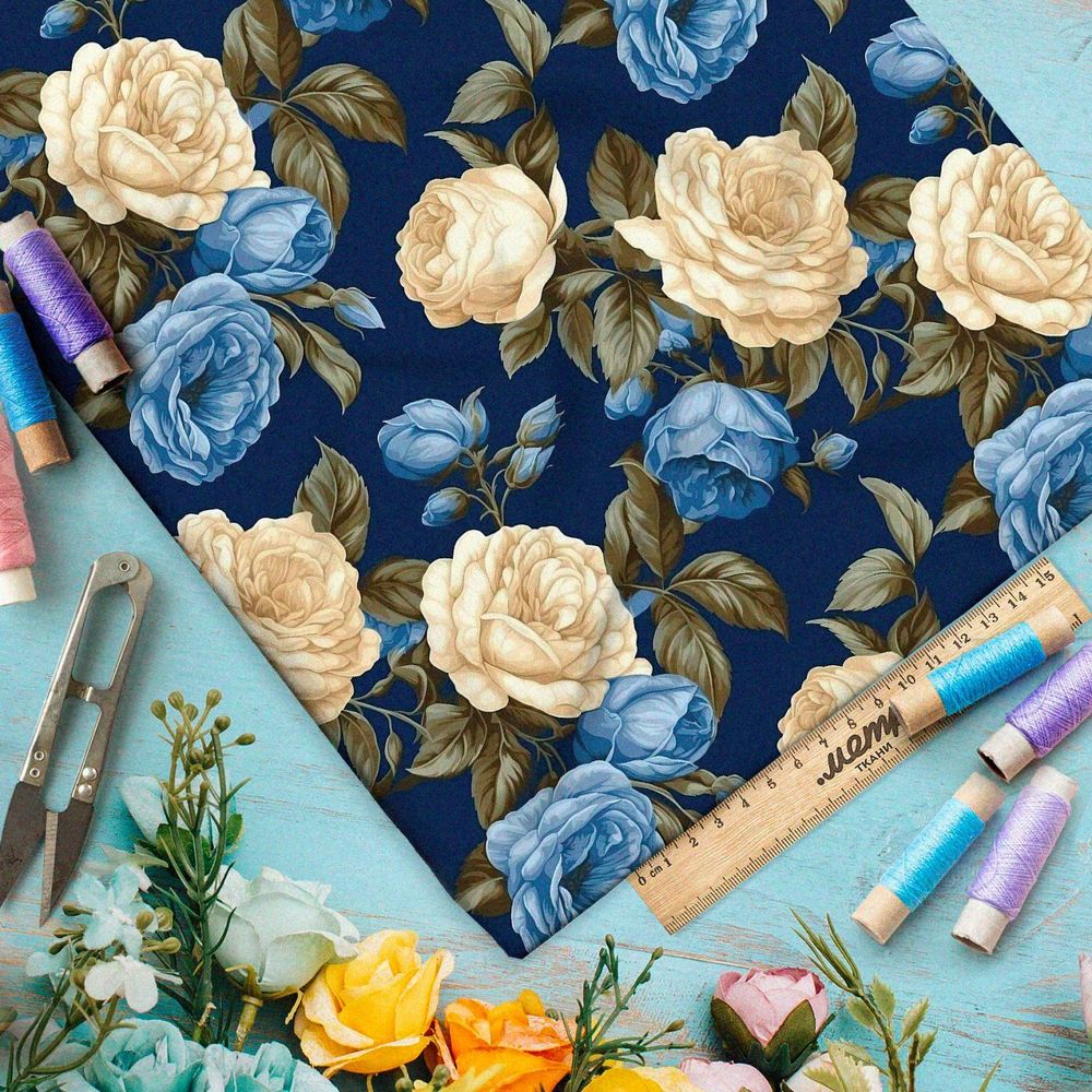 Ткань премиум шелк искусственный Армани романтическая роза