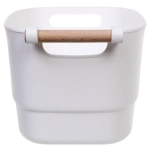 Корзинка для хранения с бамбуковой ручкой «БРАМИНГЕМ», цвет белый, 33.5*18*15.5см