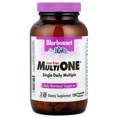 Bluebonnet Nutrition, MultiONE®, для приема одной дозы на день, без железа, 120 растительных капсул