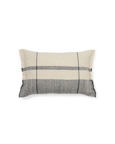 Чехол для подушки Eron из льна бежевого и синего цвета с бахромой 40 x 60 см