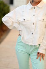 Белая джинсовая куртка оверсайз оптом