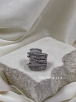 Кольцо многослойное серебряное с декоративными камнями