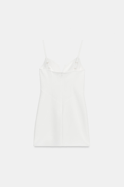 ZARA МИНИ-ПЛАТЬЕ С БАНТОМ, ЭКРЮ