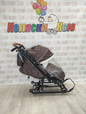 Санки-коляски "Ника детям 7-8K" в ёлочку коричневый