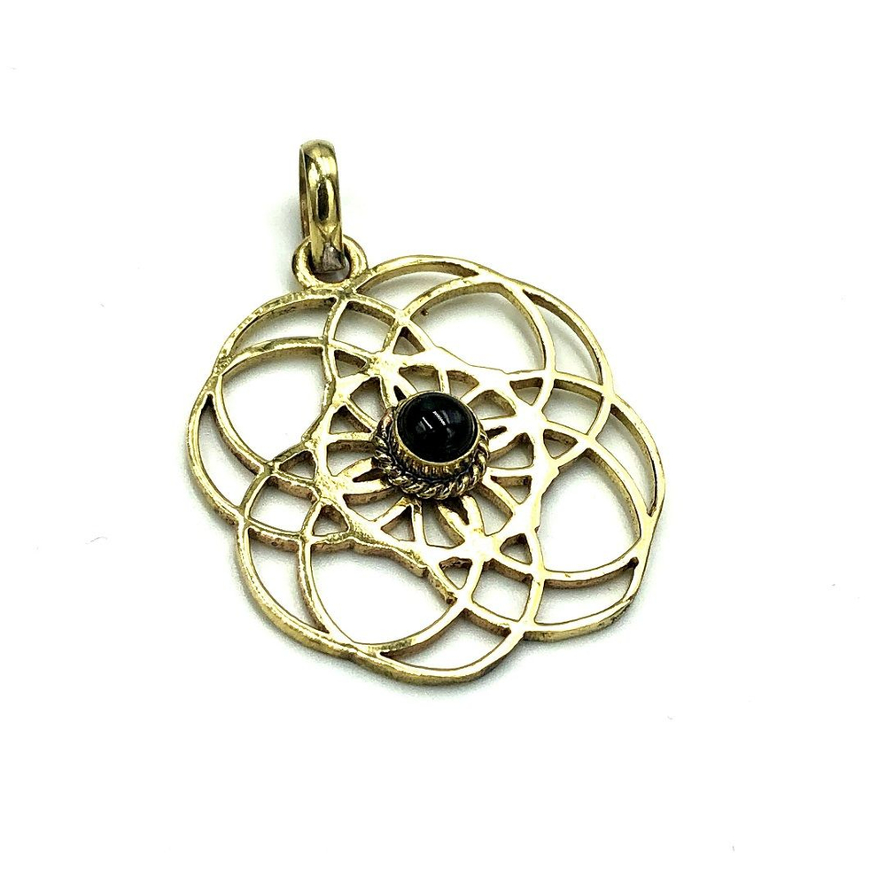 Подвеска Seed of Life черный оникс из латуни