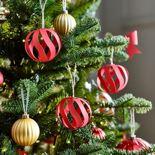 ВИНТЕРФИНТ VINTERFINT Елочное украшение 8 см 6 шт, бумага/красная,