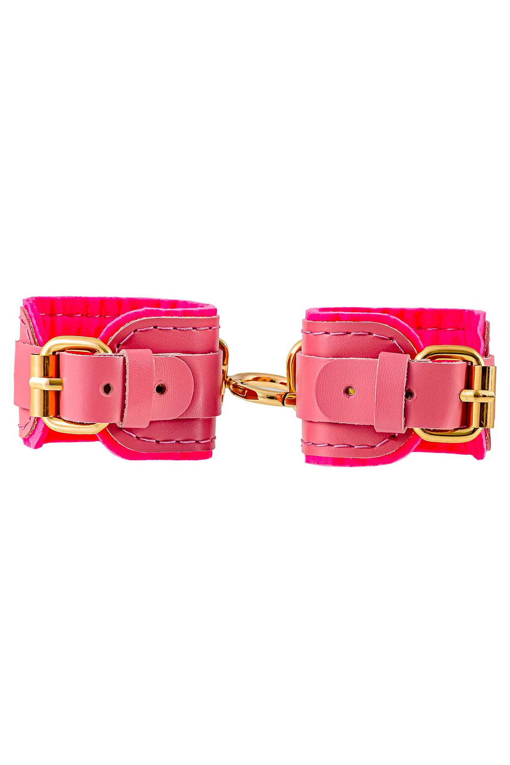 Розовые двуслойные кожаные наручники-браслеты (Цвет: розовый)