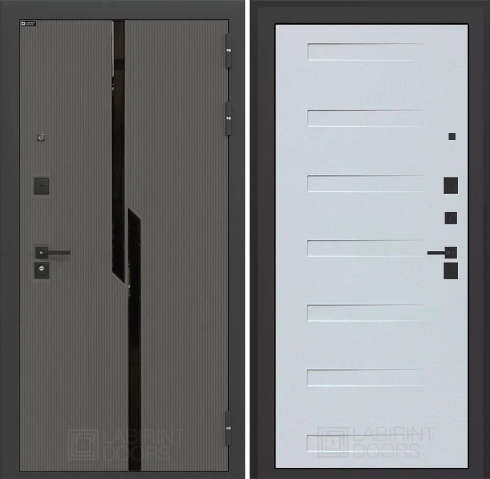 Дверь входная Лабиринт CARBON 14 Дуб кантри белый горизонтальный металлическая