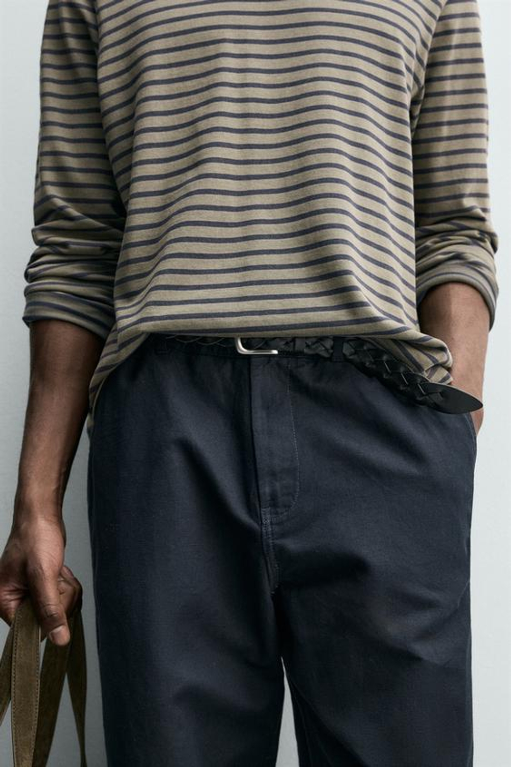 ZARA СВОБОДНЫЕ БРЮКИ STRAIGHT FIT, МОРСКОЙ СИНИЙ