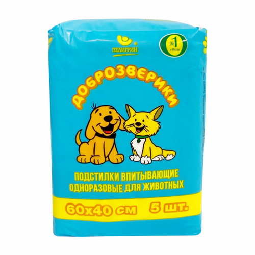 Подстилки впитывающие одноразовые для животных, Super, 60х40 см, 5 шт.