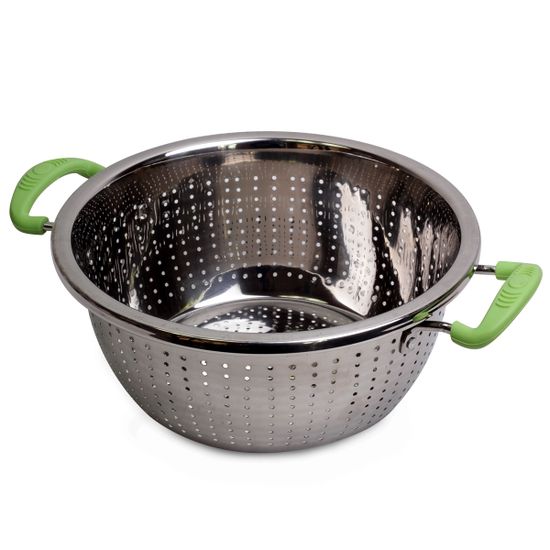 Дуршлаг 26 см. из нержавеющей стали Kamille KM 4359 с двумя силиконовыми ручками