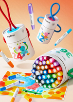 Смываемые восковые фломастеры в ведерке 
24 цвета