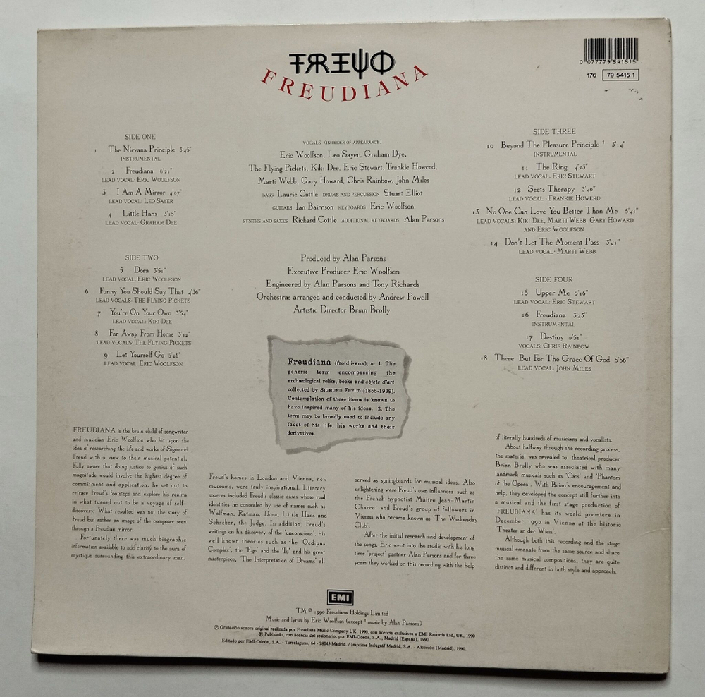 Винтажная виниловая пластинка LP The Alan Parsons Project Freudiana 2LP (Spain 1990)