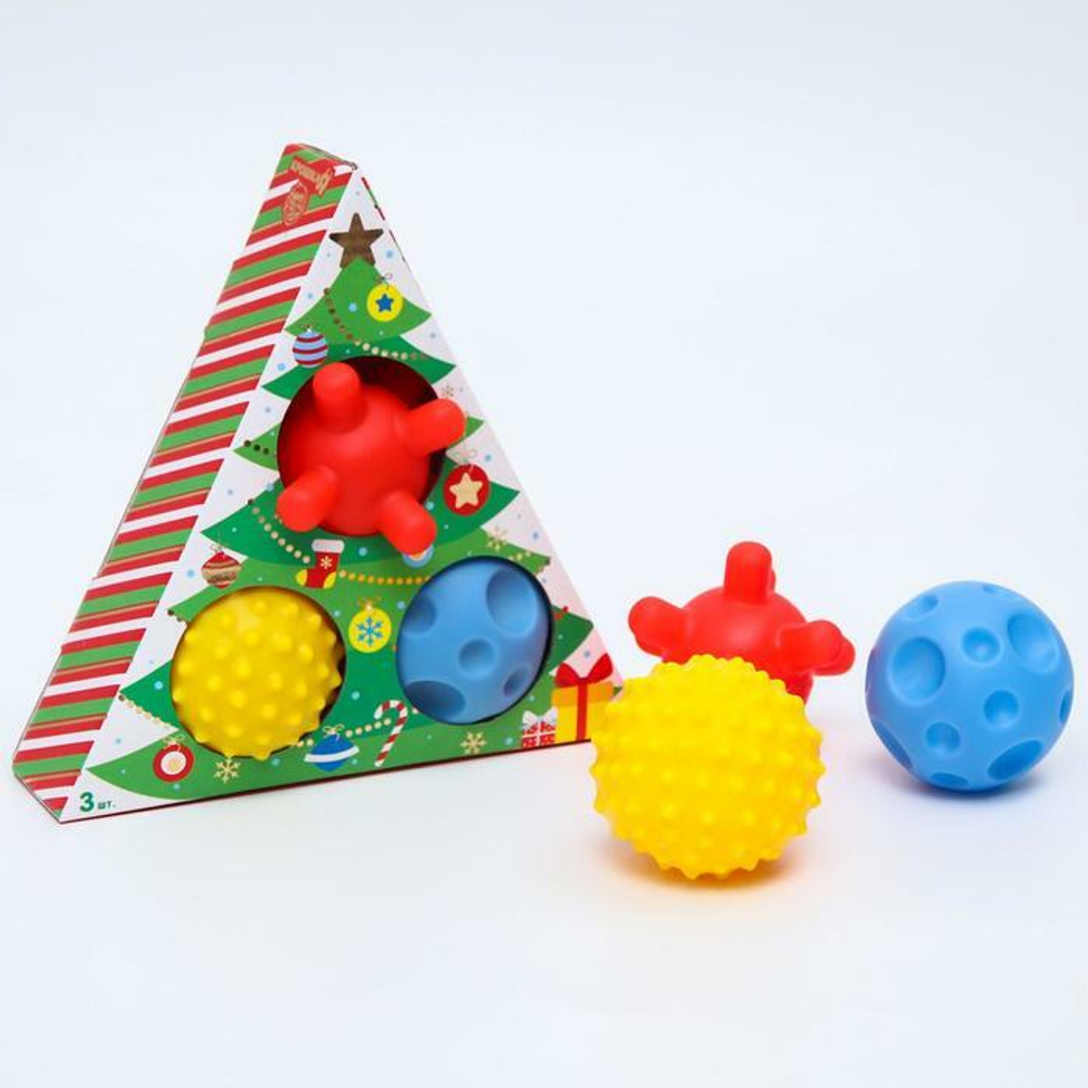 6940996 Подарочный набор развивающих тактильных мячиков «Зеленая елочка» 3 шт.