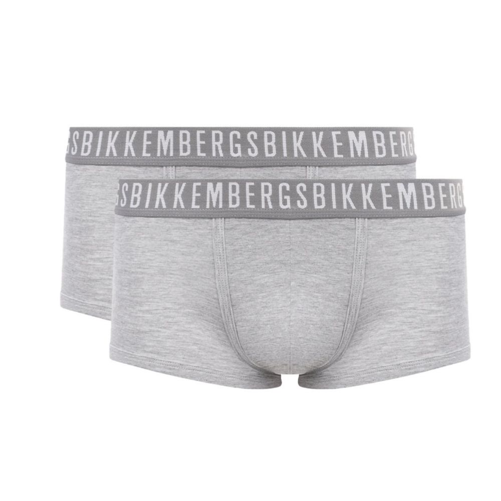 Мужские трусы хипсы серые набор 2 в 1 Bikkembergs CLASSIC BKK1UTR02BI/2