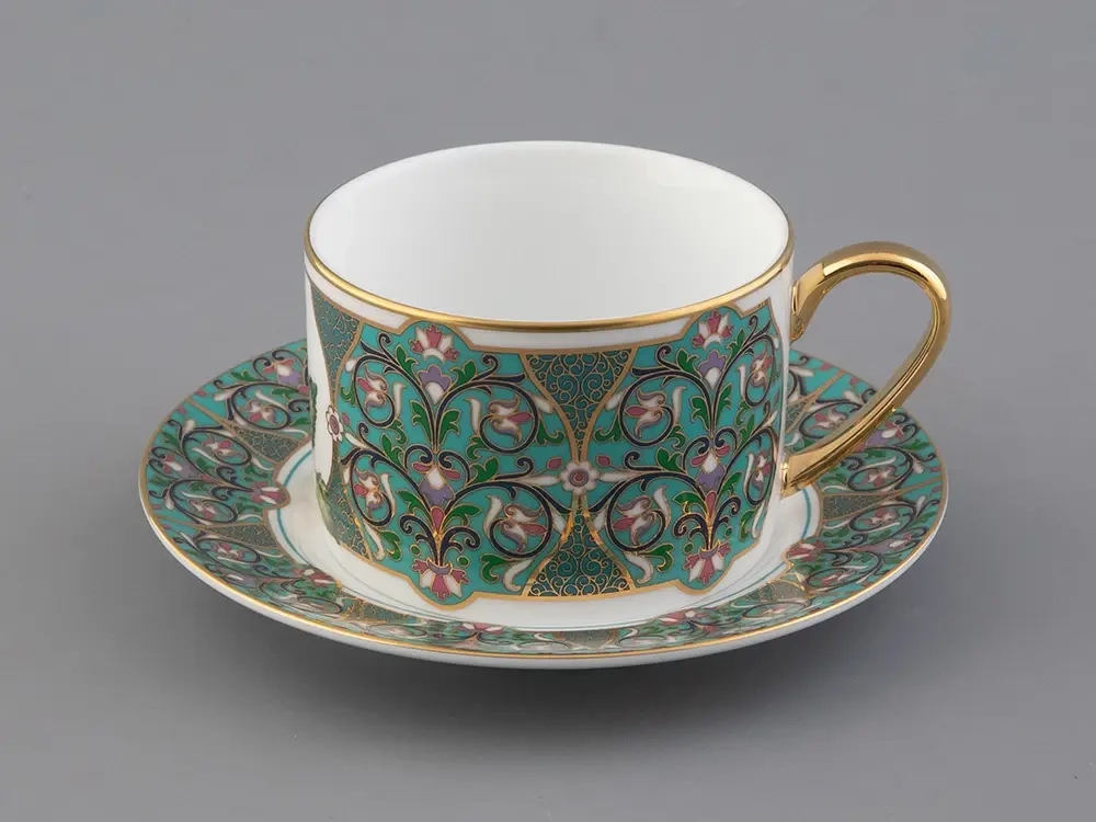 Подарочный набор чашка с блюдцем 250 мл, форма Соло, рисунок, Фиалка надрезанная, арт. 81.32656.00.1