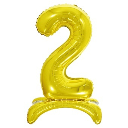 Цифра фольга №2 Золото на подставке воздух 81см