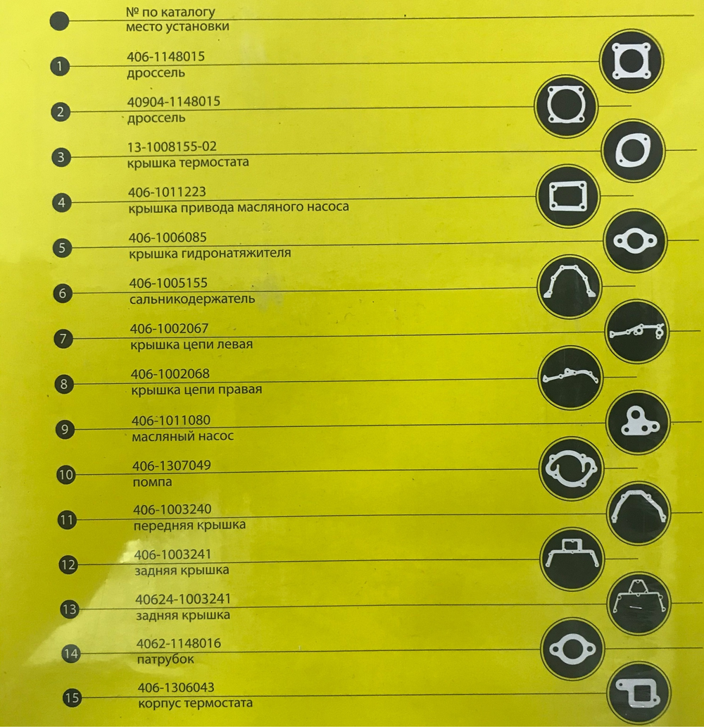 Прокладки двигателя с герметиком 405, 406, 409 двигатель