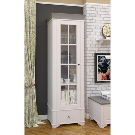 Витрина «Бейли» белый воск/антрацит