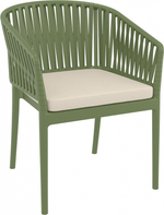 Кресло пластиковое с подушкой Siesta Contract Portofino, оливковый, бежевый