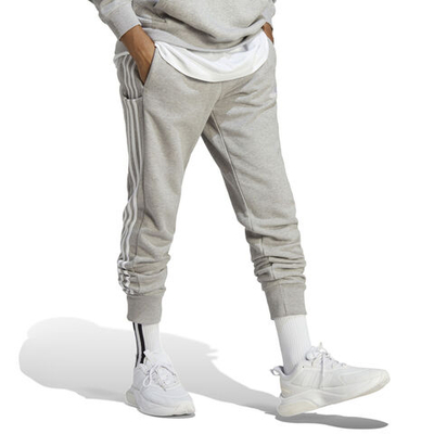 Мужские теннисные штаны adidas Essentials French Terry Tapered Cuff 3-Stripes Training Pants Men - Lightgrey, White