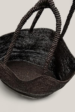 Massimo Dutti Большая сумка-шоппер из 100% рафии - Limited Edition, коричневый