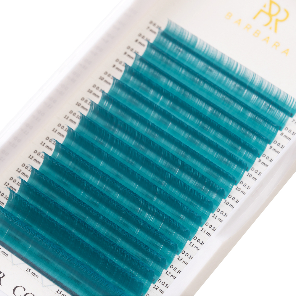 Зеленые изумрудные ресницы Barbara MIX - 16 линий