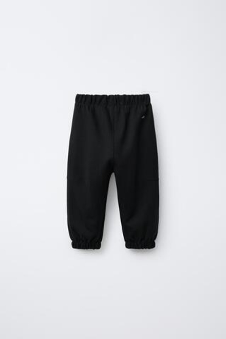 ZARA ДЖОГГЕРЫ INTERLOCK С ЛОГОТИПОМ, ЧЕРНЫЙ