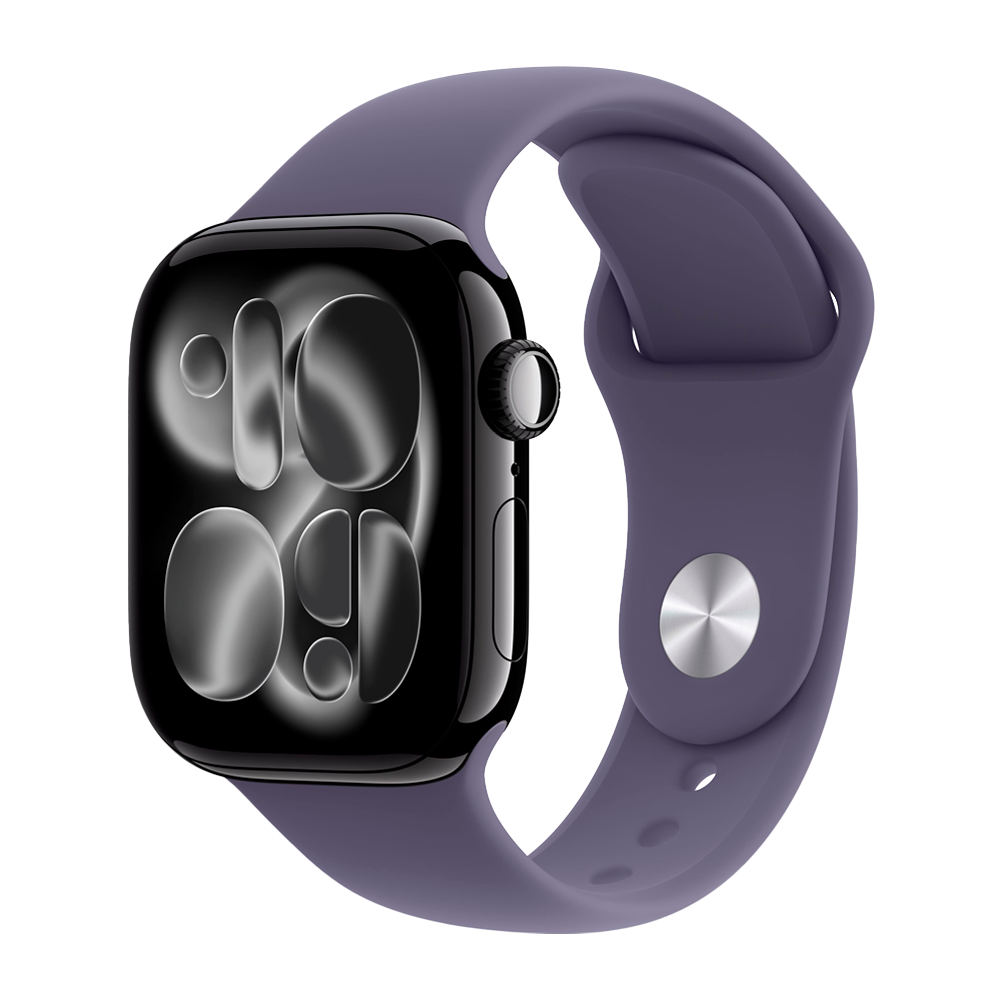 Умные часы Apple Watch Series 11 GPS, 42mm, Jet Black Aluminium Case with Purple Fog Sport Band, S/M