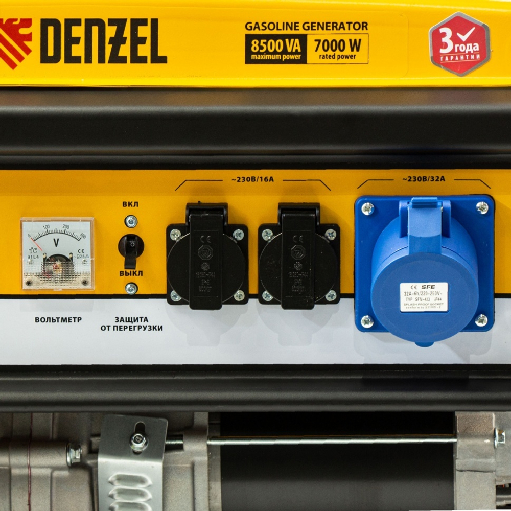 DENZEL Генератор бензиновый GE 8900 8.5кВт 220В/50Гц  25л ручной старт