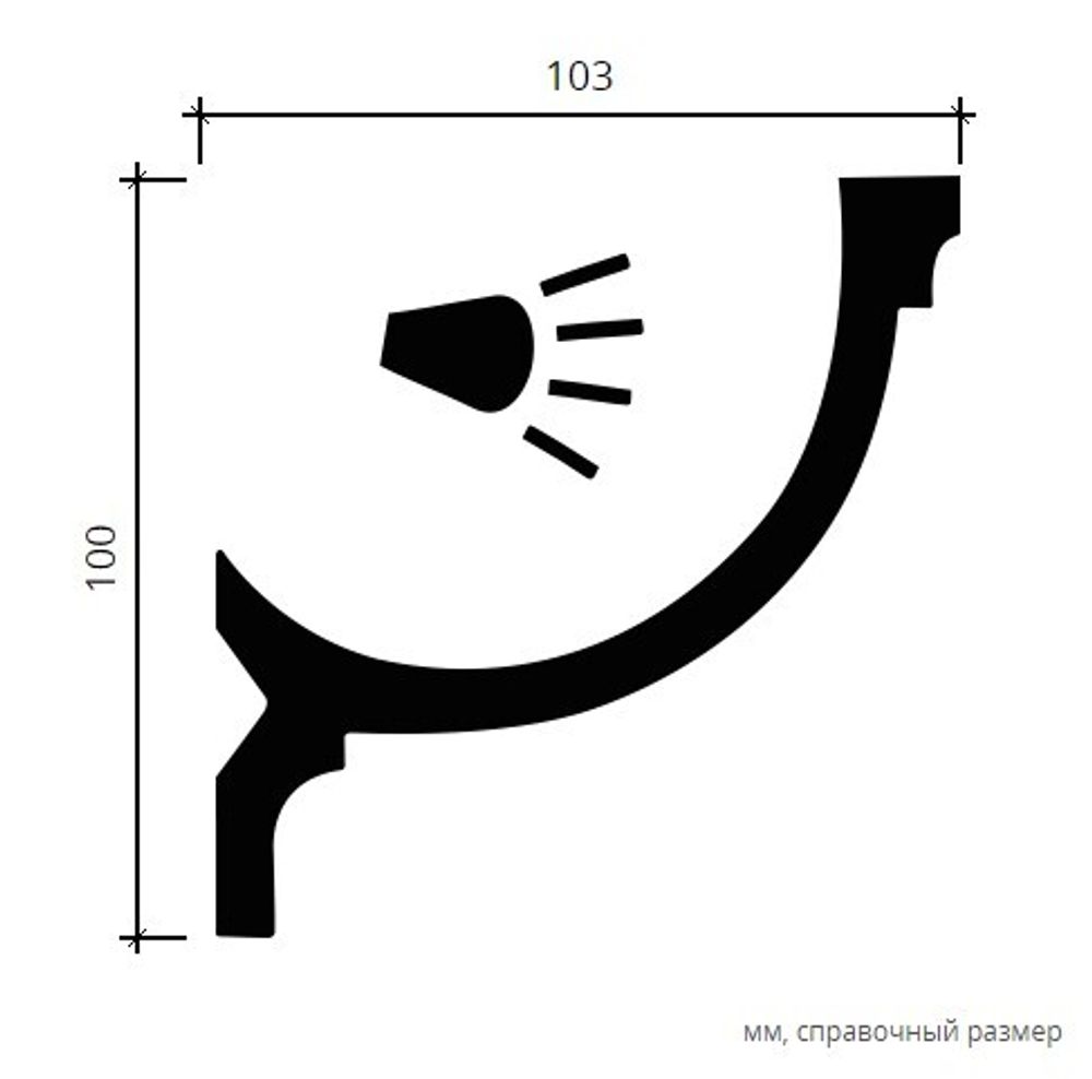 Карниз пенополиуретан, 2000x103x100 мм