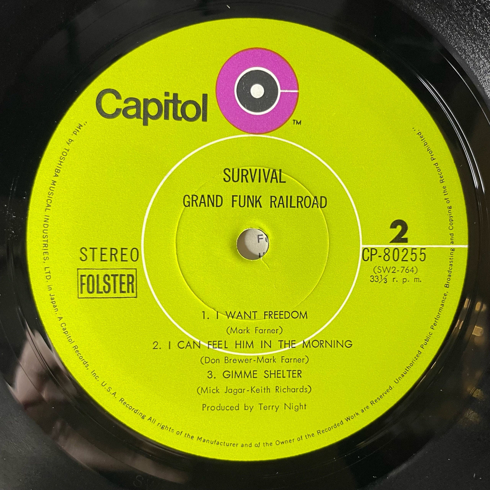 Винтажная виниловая пластинка LP Grand Funk Railroad Survival (Япония 1971) (Без Оби) (3 фото)