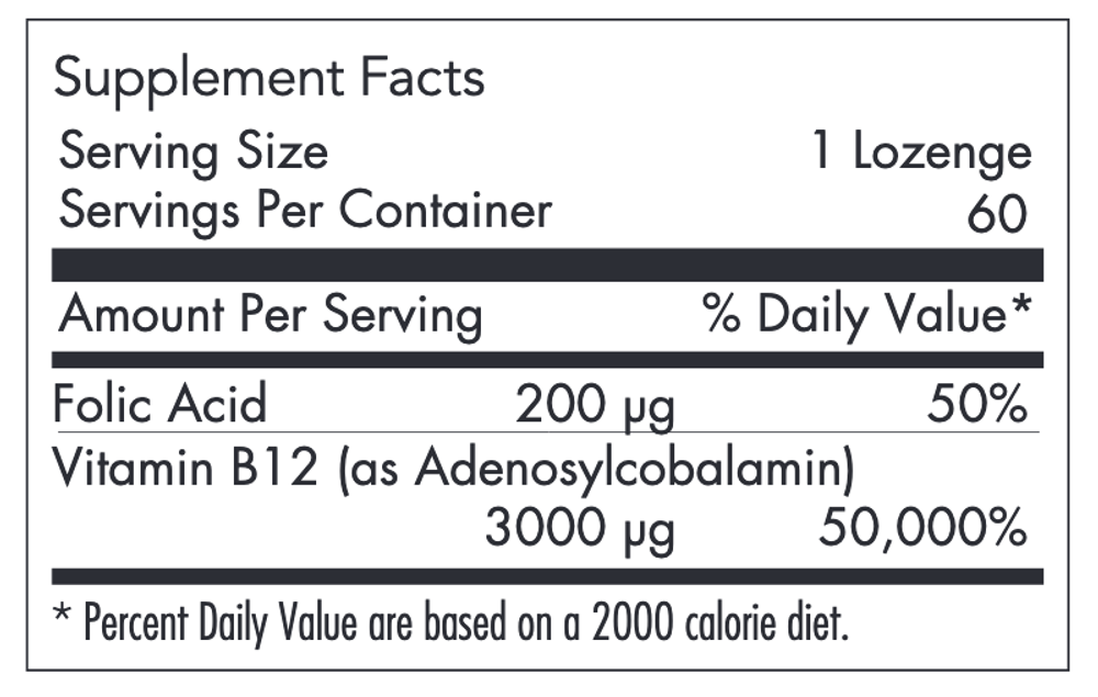 B12 Adenosylcobalamin 3,000 mcg 60 lozanges Allergy Research Group