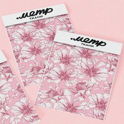 Ткань мембрана воздушно-белые цветы на розовом