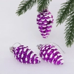 Елочные игрушки «Шишечки в инее» 5,5 см (набор 3 шт), Фиолетовый