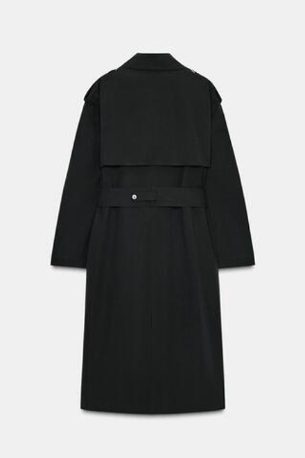 ZARA ДЛИННЫЙ ТРЕНЧ С ПОЯСОМ, ЧЕРНЫЙ